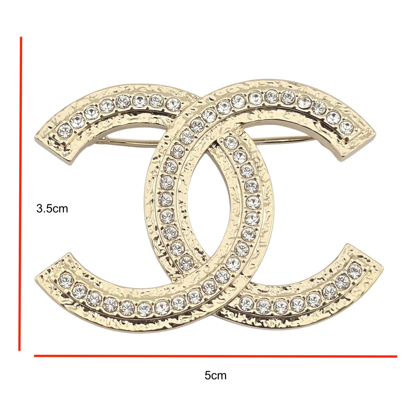 CHANEL GOLD CRYSTAL CC BROOCH B23
