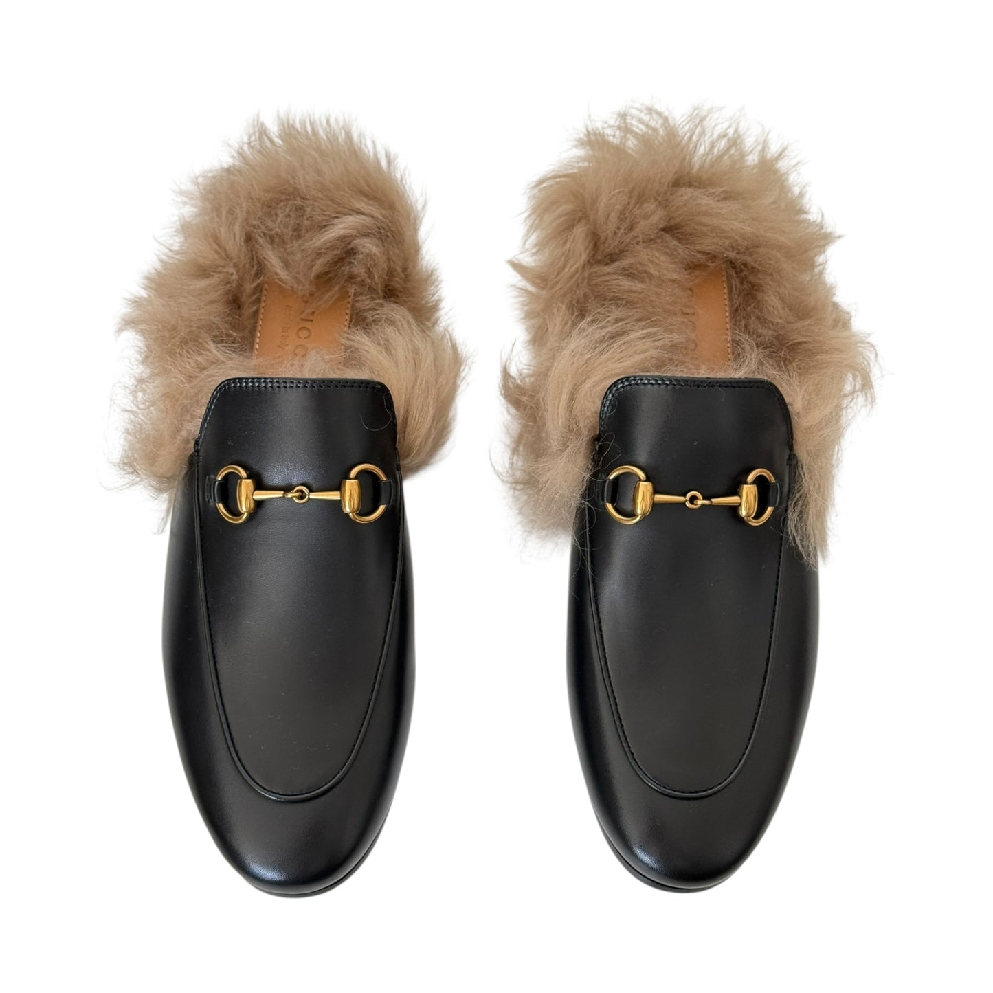 GUCCI PRINCETOWN FUR LINED MULES - 39