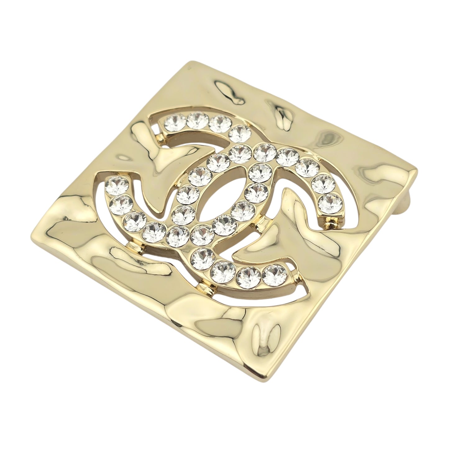 CHANEL GOLD SQUARE BROOCH B22