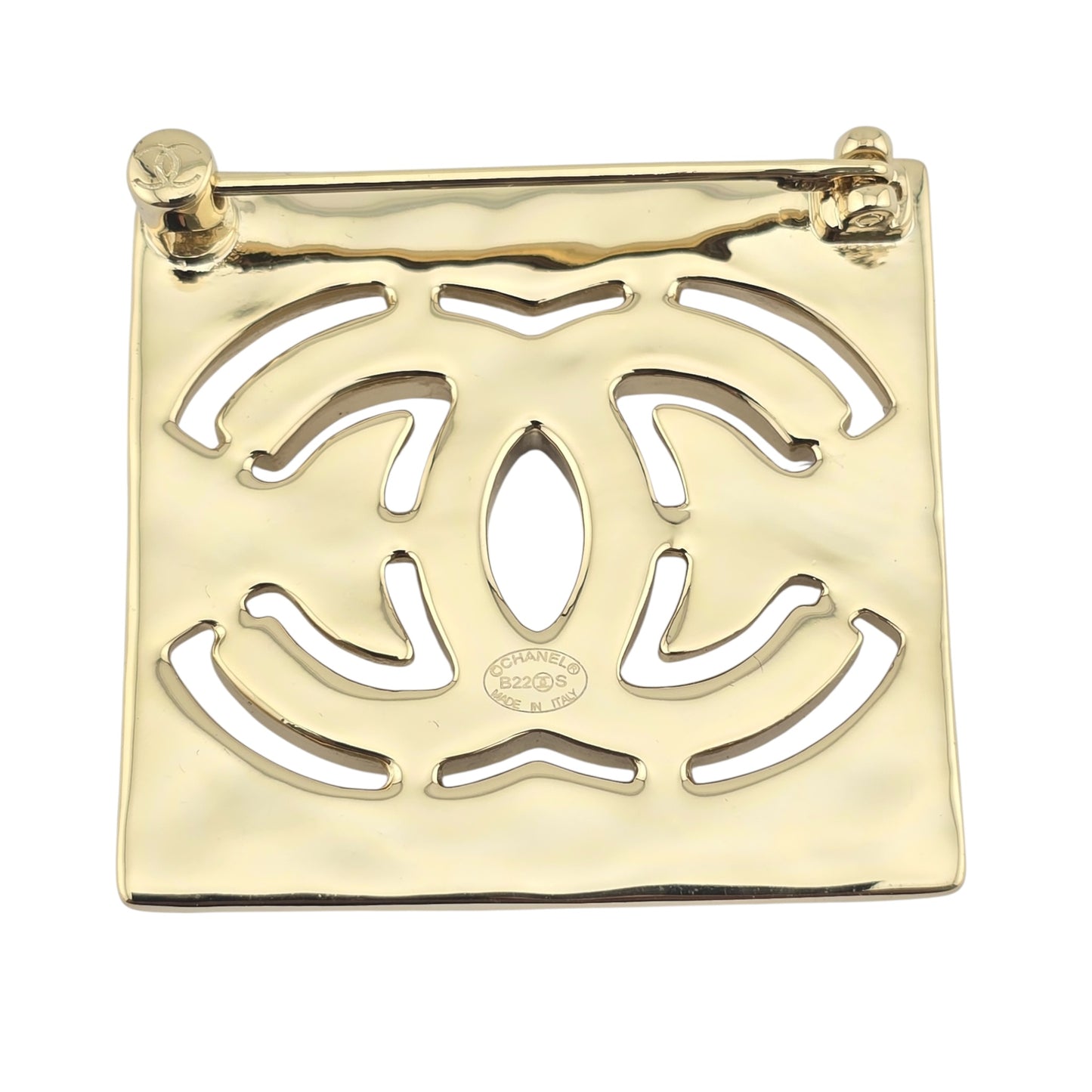 CHANEL GOLD SQUARE BROOCH B22