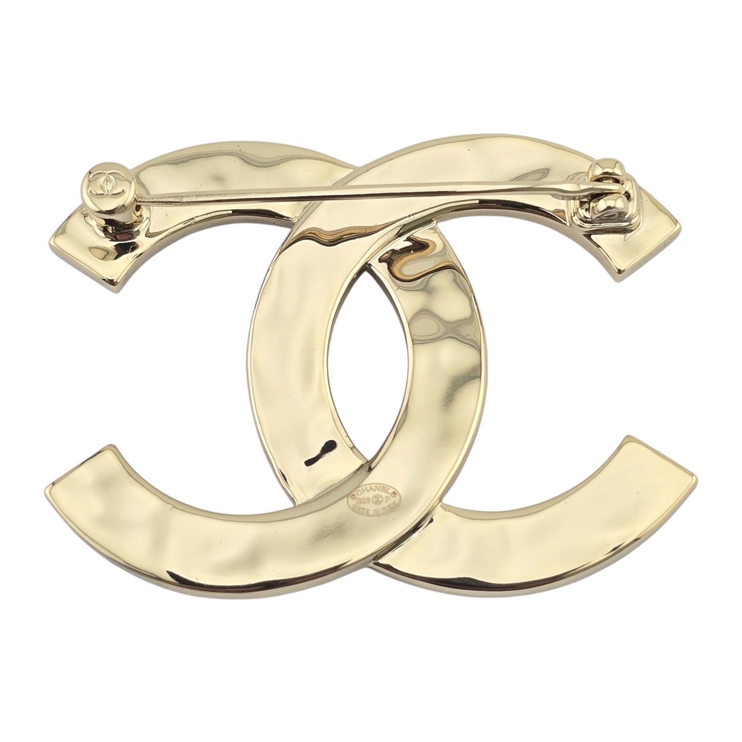 CHANEL GOLD CRYSTAL CC BROOCH B23