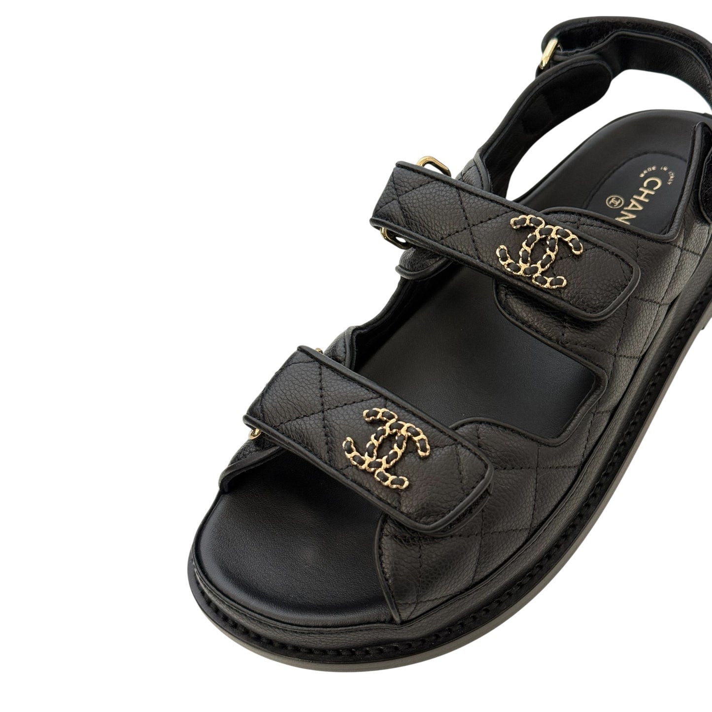 CHANEL CC DAD CAVIAR BLACK DAD SANDALS - 39