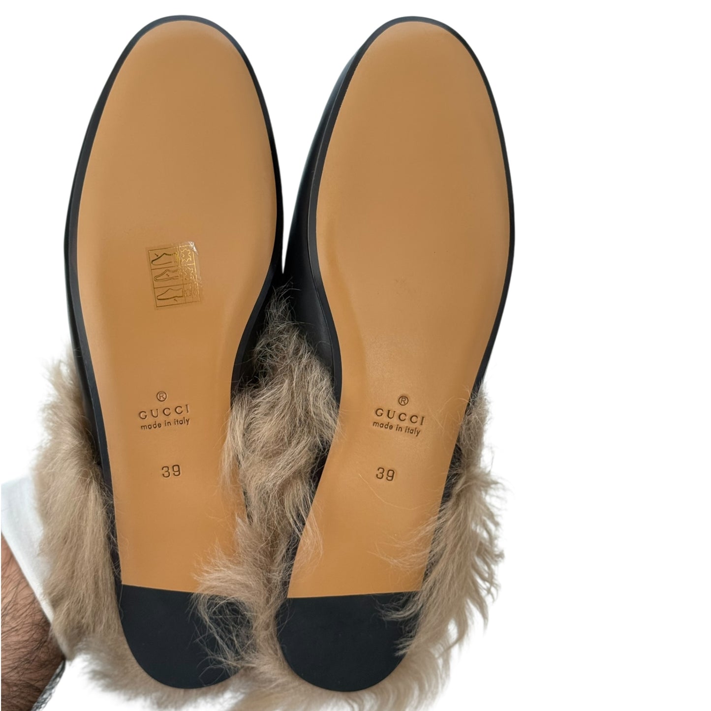 GUCCI PRINCETOWN FUR LINED MULES - 39