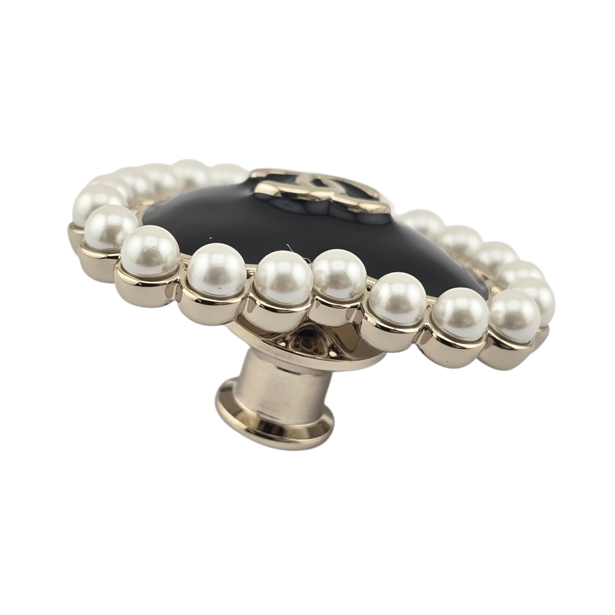 Chanel CC Black Gold Heart Faux Pearl Pin Brooch 2025 CHANEL