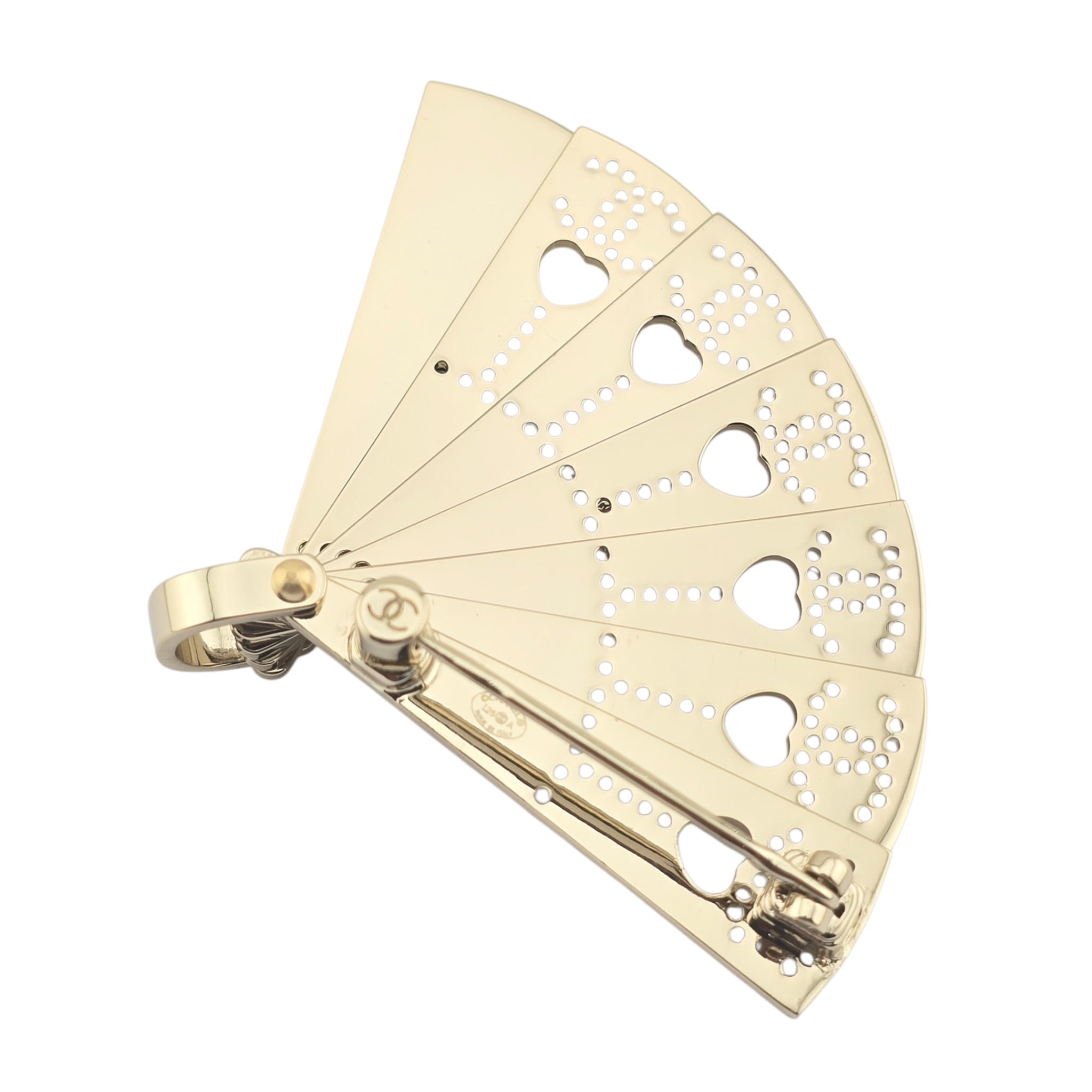 Chanel CC Gold Folding Fan Brooch 2025 CHANEL