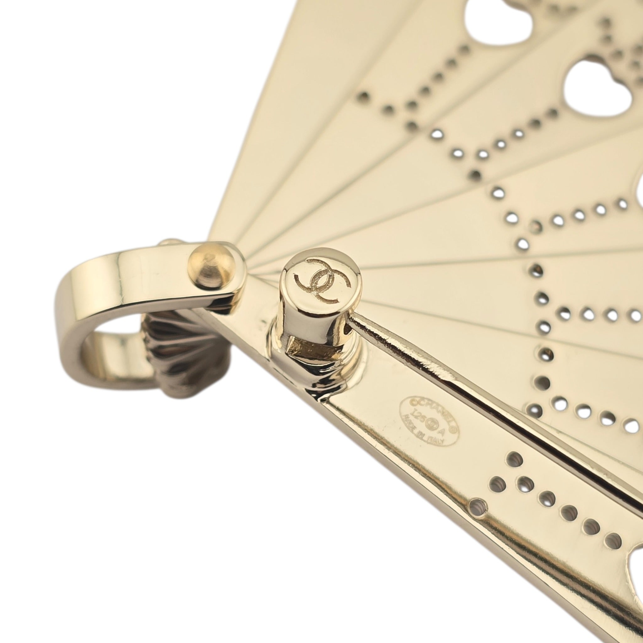 Chanel CC Gold Folding Fan Brooch 2025 CHANEL