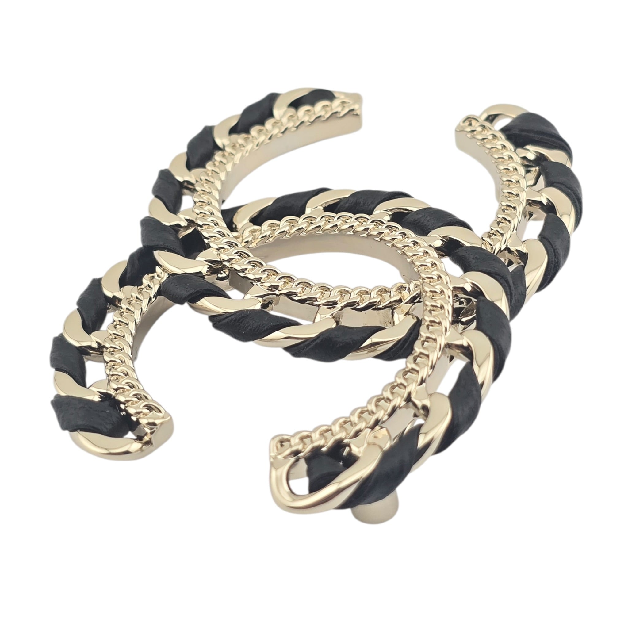 Chanel CC Lambskin Black Gold Brooch 2026 CHANEL