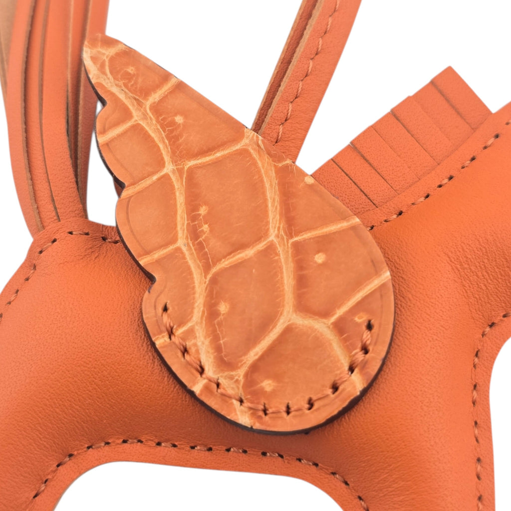 Hermès Rodeo Pegase Orange Leather and Alligator Touch PM Bag Charm