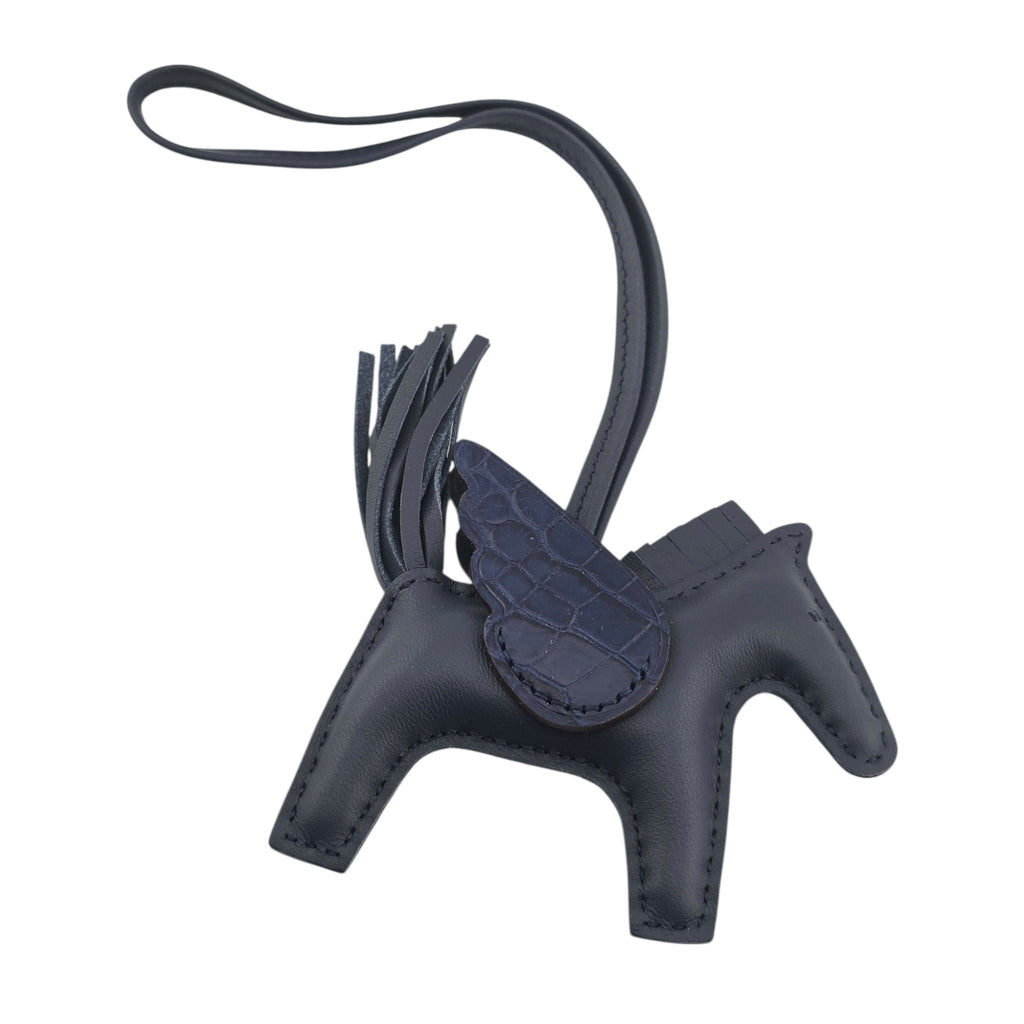 Hermès Rodeo Pegase Bleu Saphir Leather and Alligator Touch PM Bag Charm