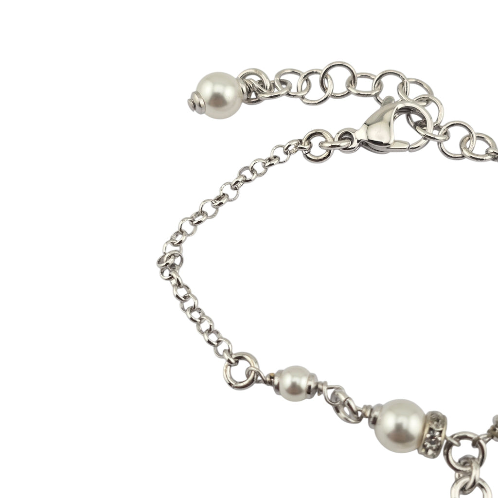 Chanel CC Silver Faux Pearl Bracelet 2024 CHANEL