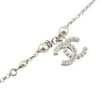 Chanel CC Silver Faux Pearl Bracelet 2024 CHANEL