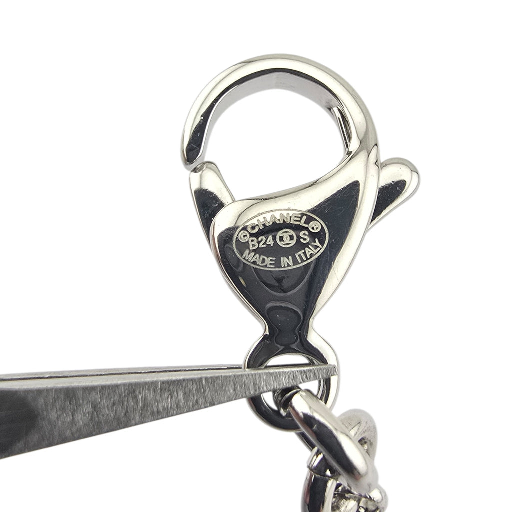 Chanel CC Silver Faux Pearl Bracelet 2024 CHANEL