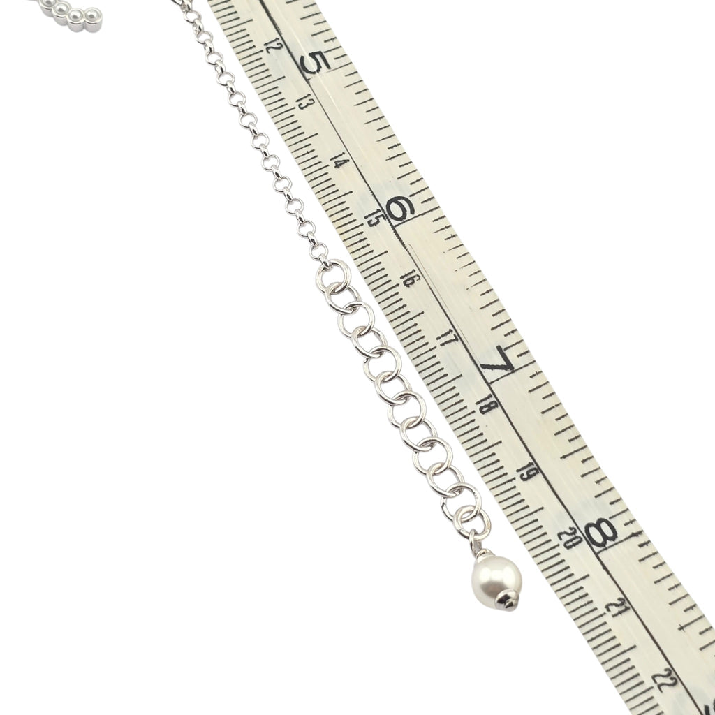 Chanel CC Silver Faux Pearl Bracelet 2024 CHANEL