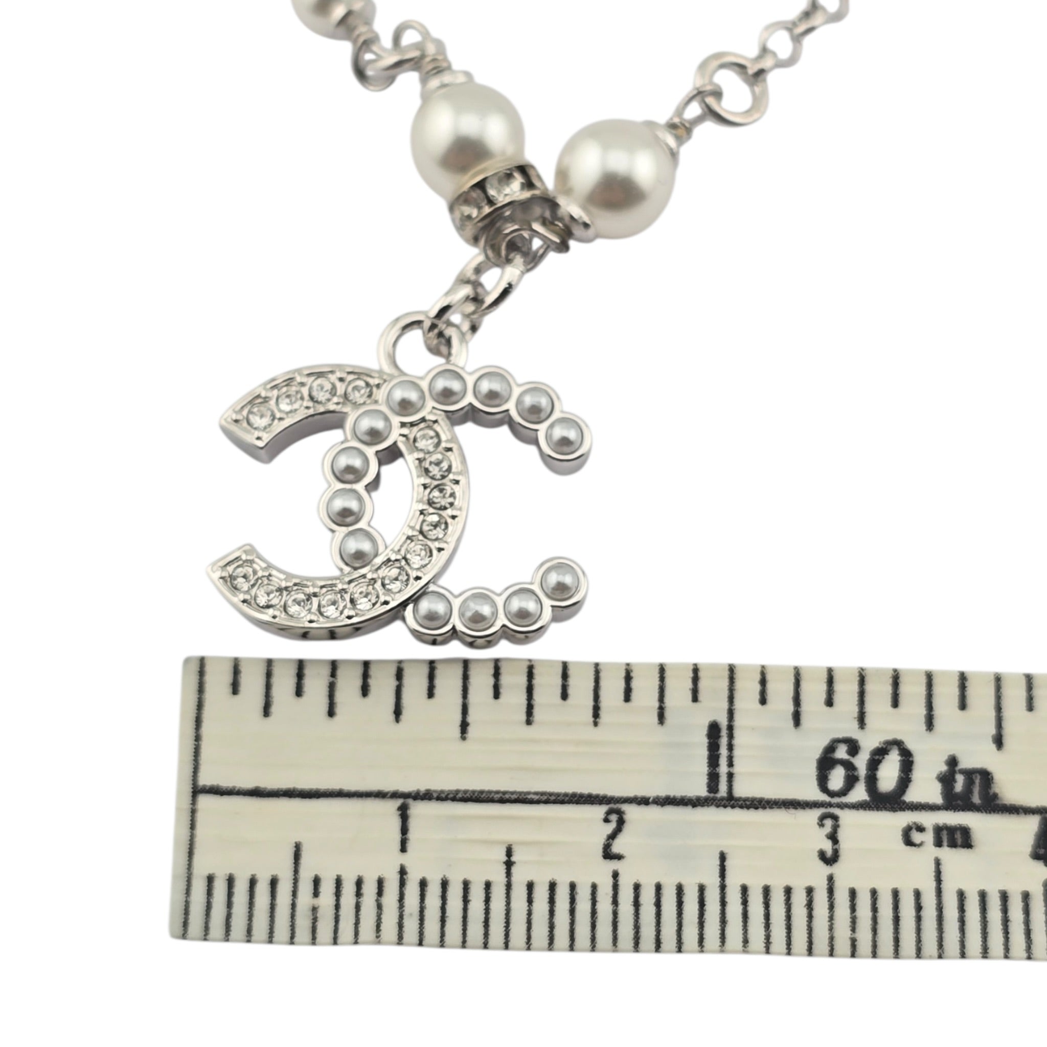 Chanel CC Silver Faux Pearl Bracelet 2024 CHANEL