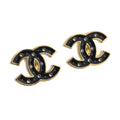 Chanel CC Metal Resin Logo Stud Earrings Gold Black 2025 CHANEL