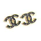 Chanel CC Metal Resin Logo Stud Earrings Gold Black 2025 CHANEL