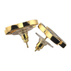 Chanel CC Metal Resin Logo Stud Earrings Gold Black 2025 CHANEL