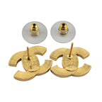 Chanel CC Metal Resin Logo Stud Earrings Gold Black 2025 CHANEL