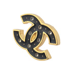 Chanel CC Metal Resin Logo Stud Earrings Gold Black 2025 CHANEL