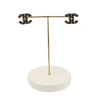 Chanel CC Metal Resin Logo Stud Earrings Gold Black 2025 CHANEL