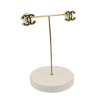 Chanel CC Metal Resin Logo Stud Earrings Gold Black 2025 CHANEL