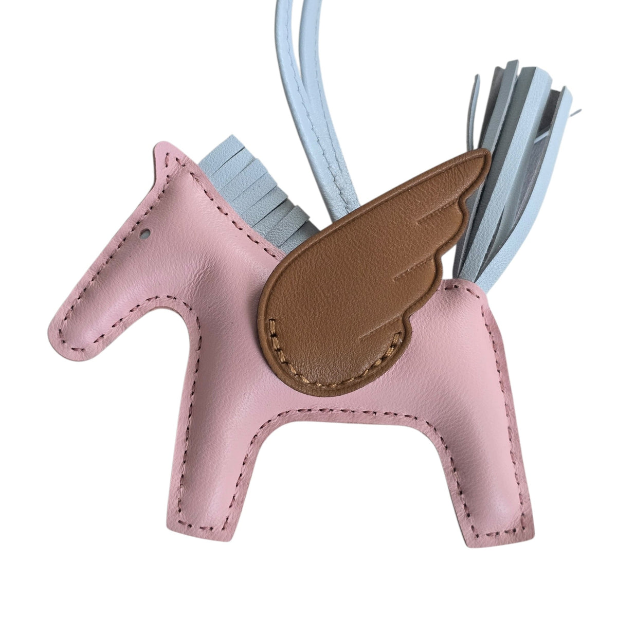 Hermès Rodeo Pegase PM Bag Charm Rose Sakura / Bleu Brume