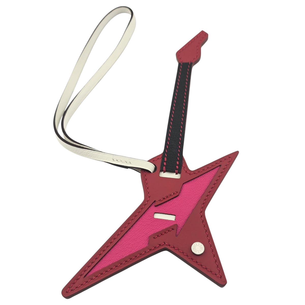 Hermes Rock Bag Charm Tadelakt Swift Rouge Vif Rose Pop
