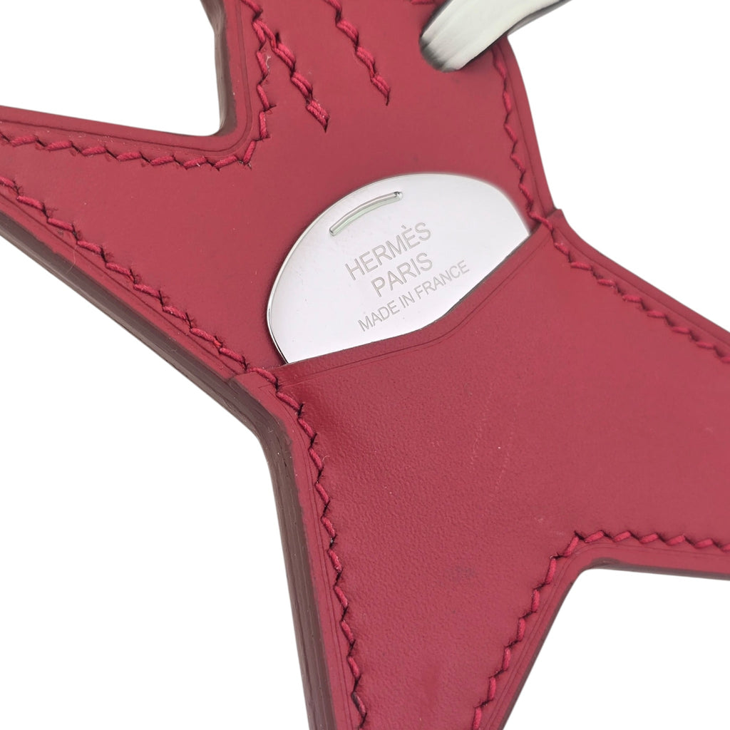 Hermes Rock Bag Charm Tadelakt Swift Rouge Vif Rose Pop
