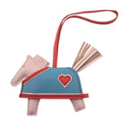 Hermès Rodeo Robeo Coeur Bag Charm PM Rose Darling, Bleu Celeste & Rouge Radieux Milo Lambskin