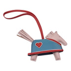 Hermès Rodeo Robeo Coeur Bag Charm PM Rose Darling, Bleu Celeste & Rouge Radieux Milo Lambskin