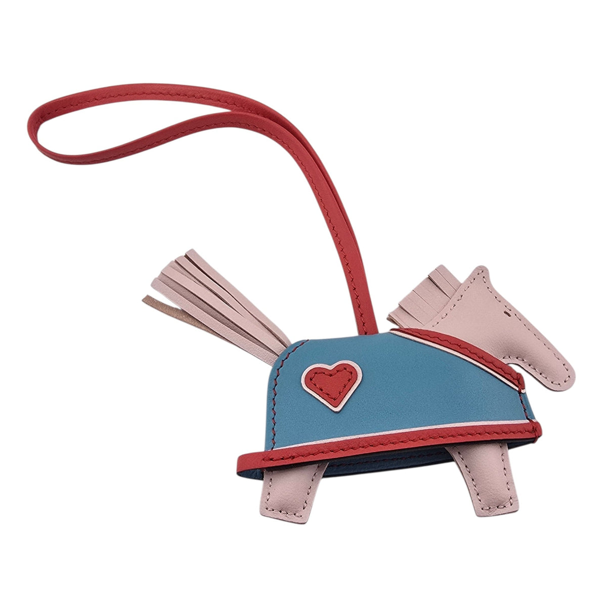 Hermès Rodeo Robeo Coeur Bag Charm PM Rose Darling, Bleu Celeste & Rouge Radieux Milo Lambskin