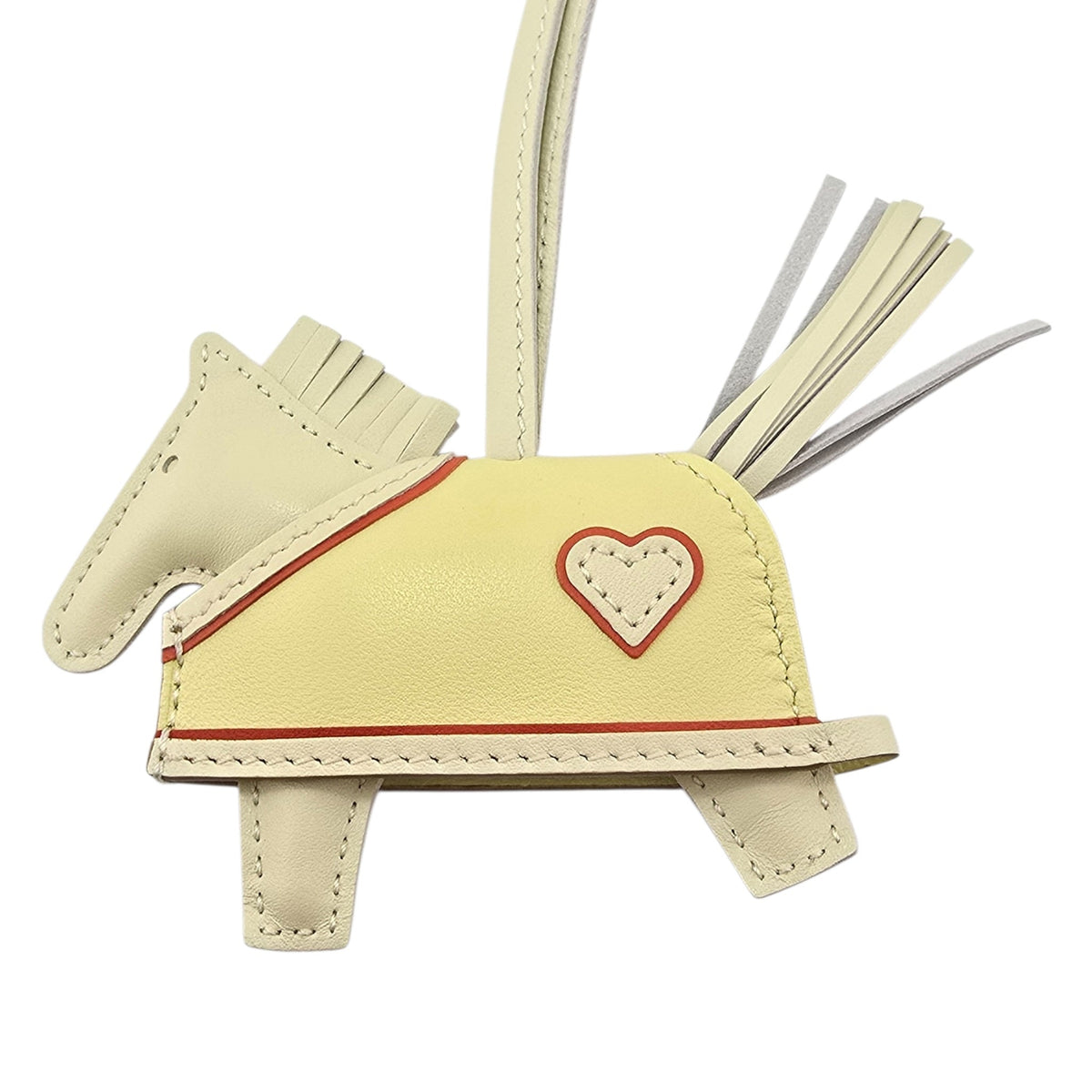 Hermès Rodeo Robeo Coeur Charm PM Craie, Jaune Milton & Rouge Radieux Milo Lambskin