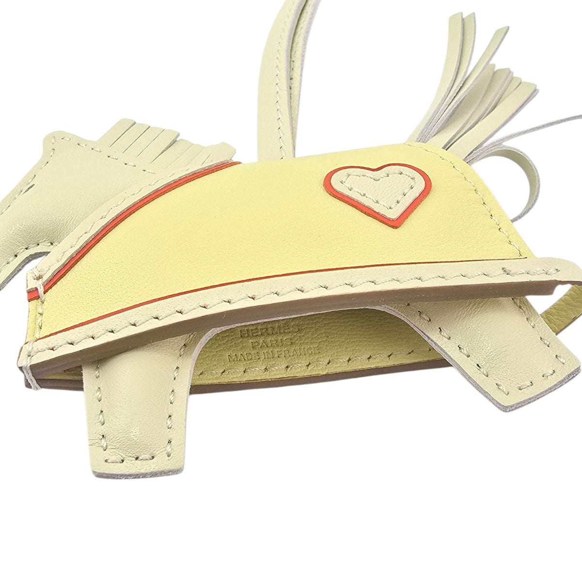 Hermès Rodeo Robeo Coeur Charm PM Craie, Jaune Milton & Rouge Radieux Milo Lambskin