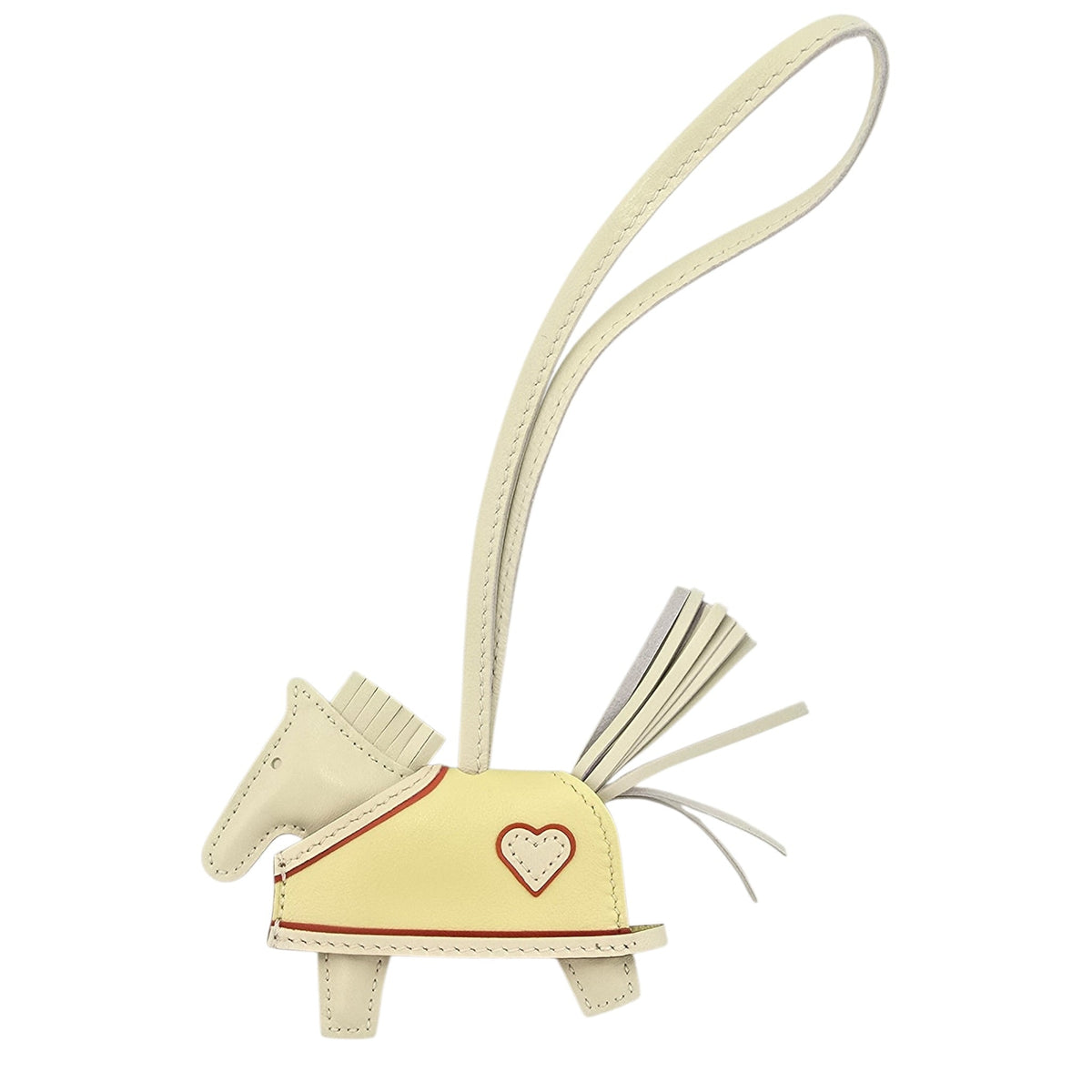 Hermès Rodeo Robeo Coeur Charm PM Craie, Jaune Milton & Rouge Radieux Milo Lambskin