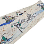 Hermes Silk Twilly "Space Derby" Creme and Bleu Multi