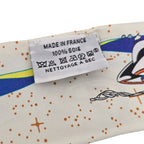 Hermes Silk Twilly "Space Derby" Creme and Bleu Multi