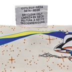 Hermes Silk Twilly "Space Derby" Creme and Bleu Multi