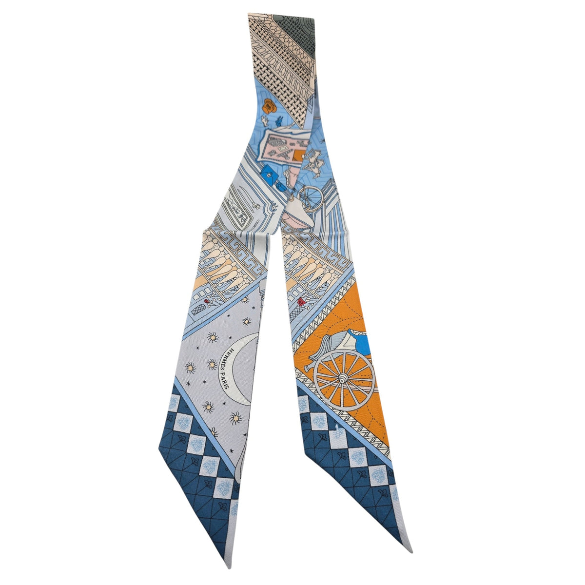 Hermes Silk Twilly Objets de Curiosite Blue