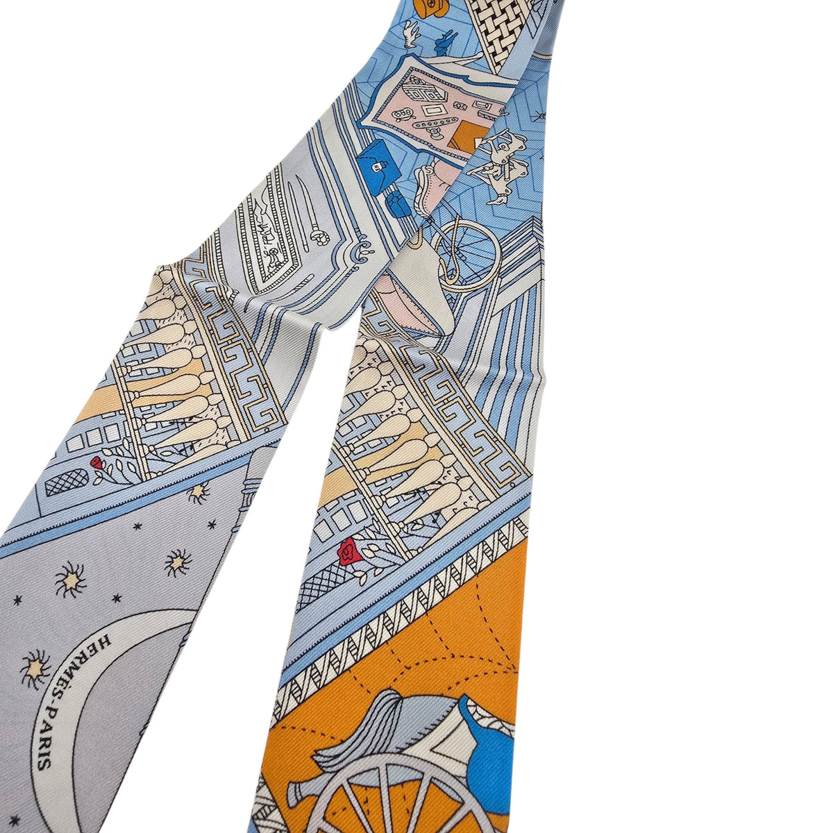 Hermes Silk Twilly Objets de Curiosite Blue