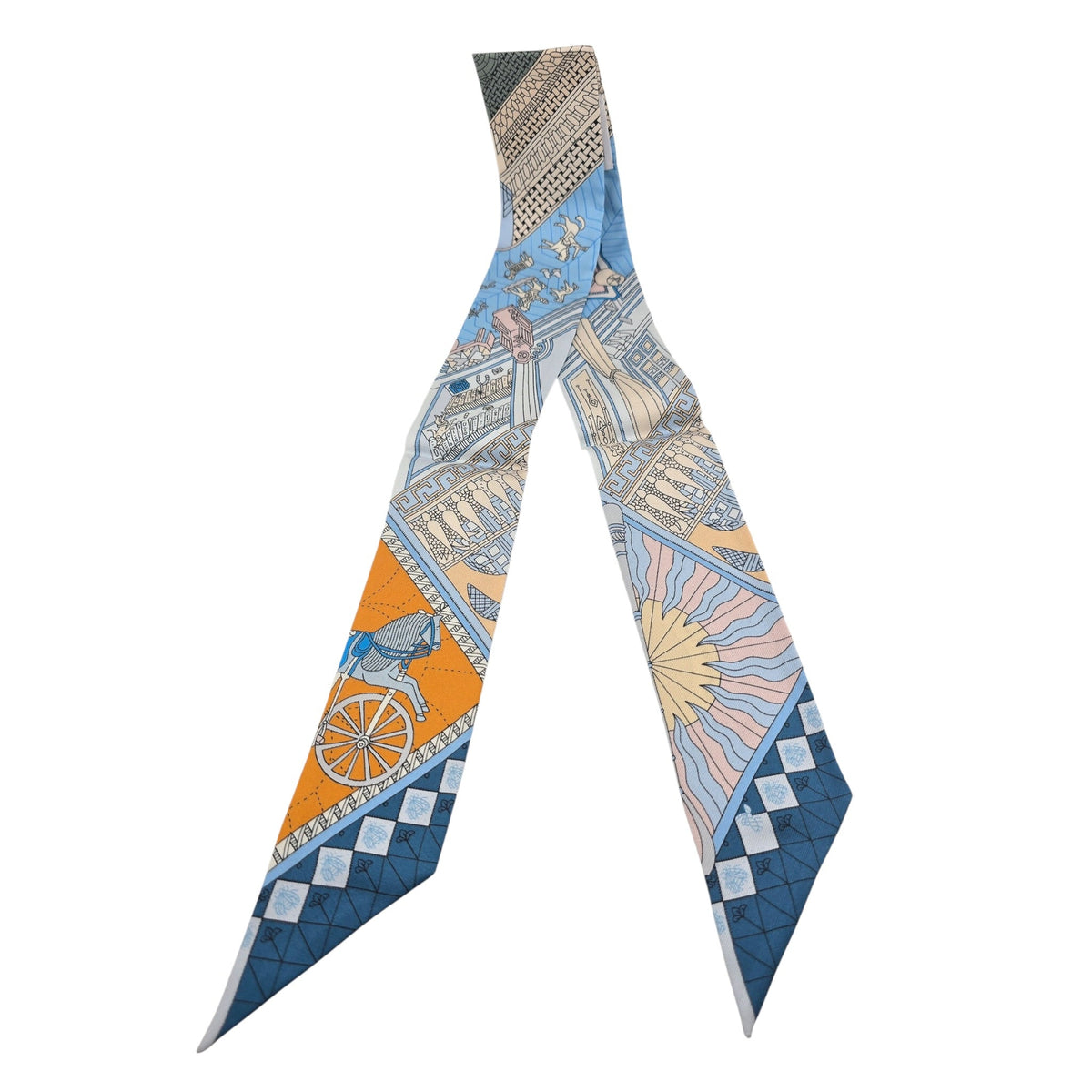 Hermes Silk Twilly Objets de Curiosite Blue
