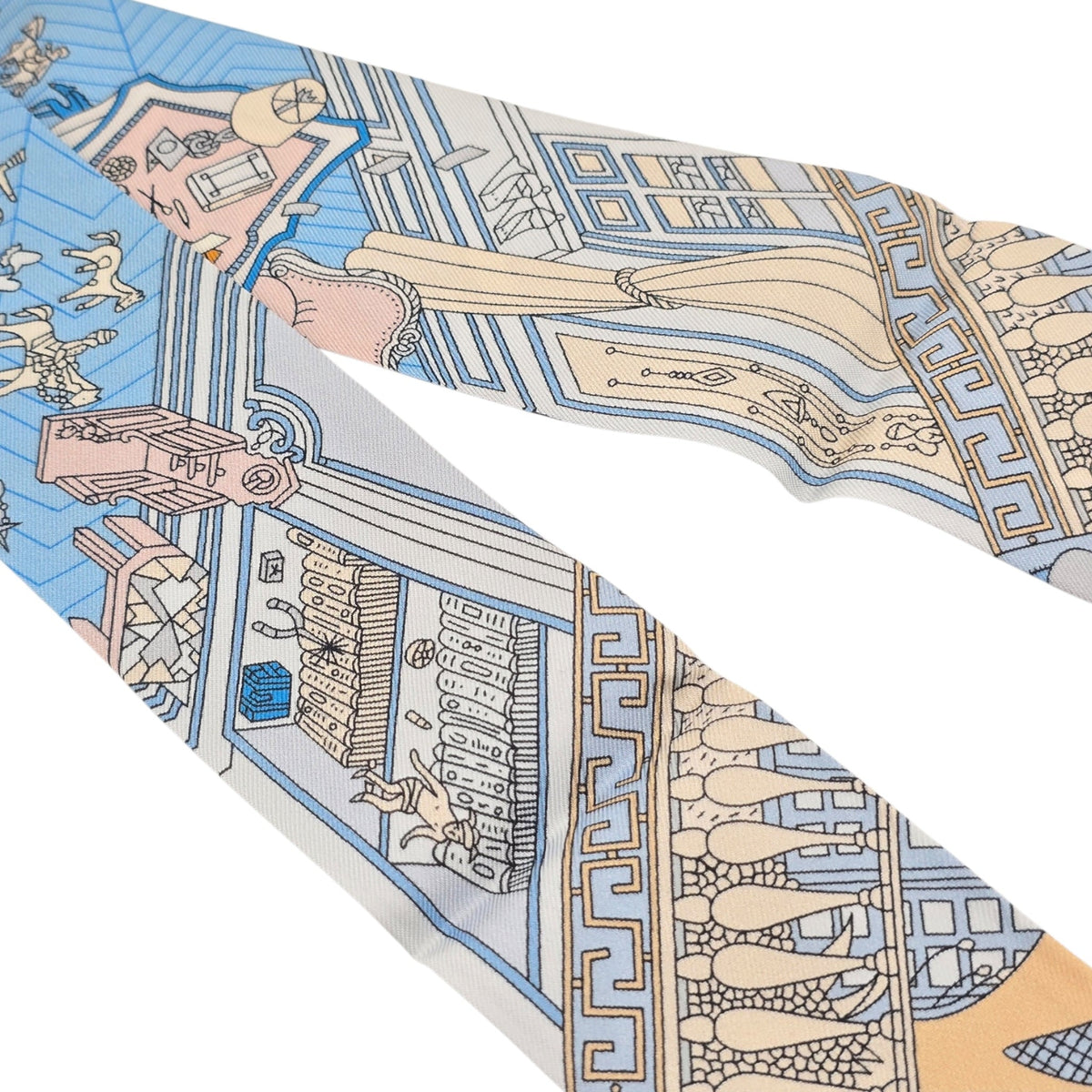 Hermes Silk Twilly Objets de Curiosite Blue