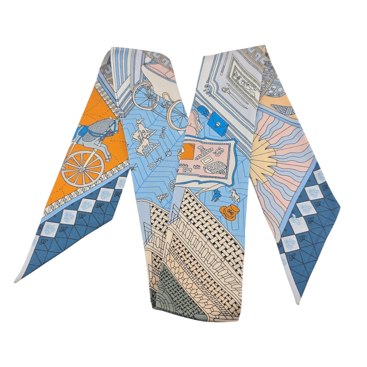 Hermes Silk Twilly Objets de Curiosite Blue