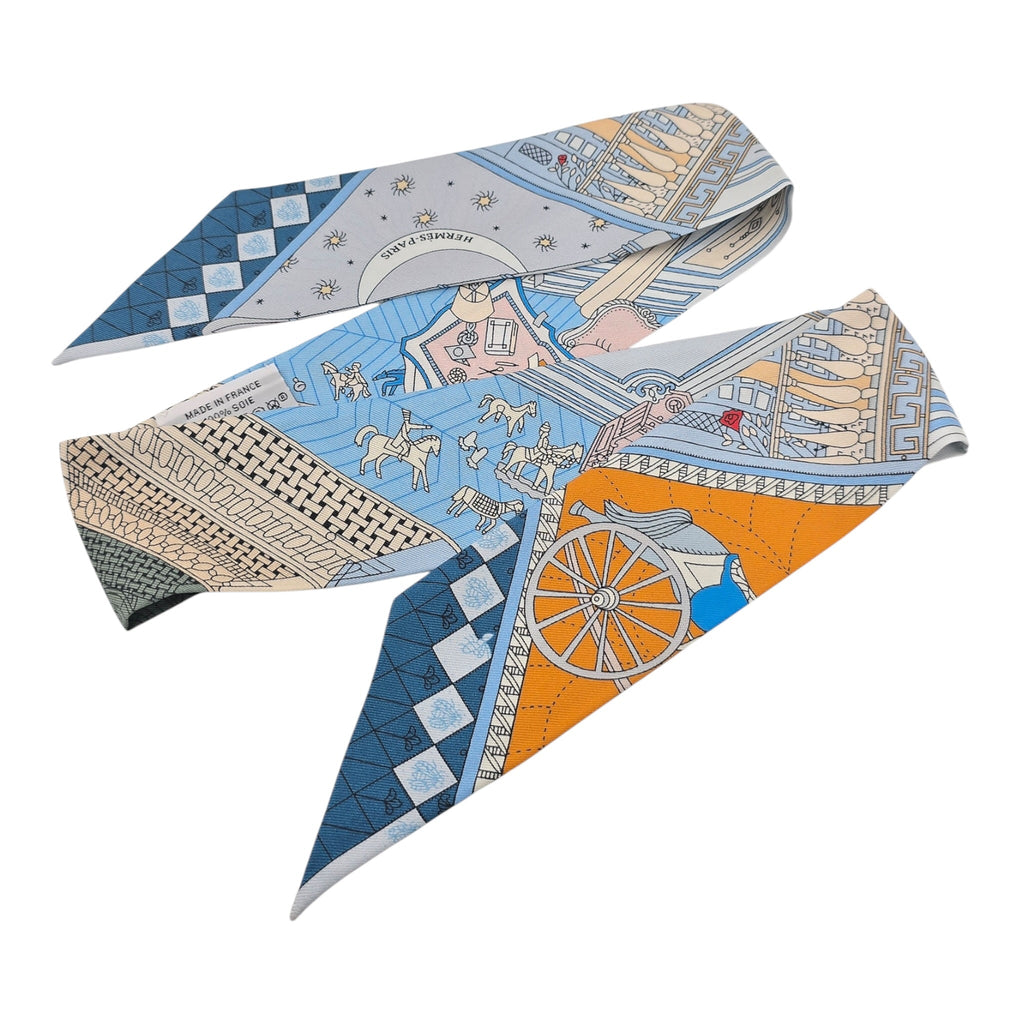 Hermes Silk Twilly Objets de Curiosite Blue
