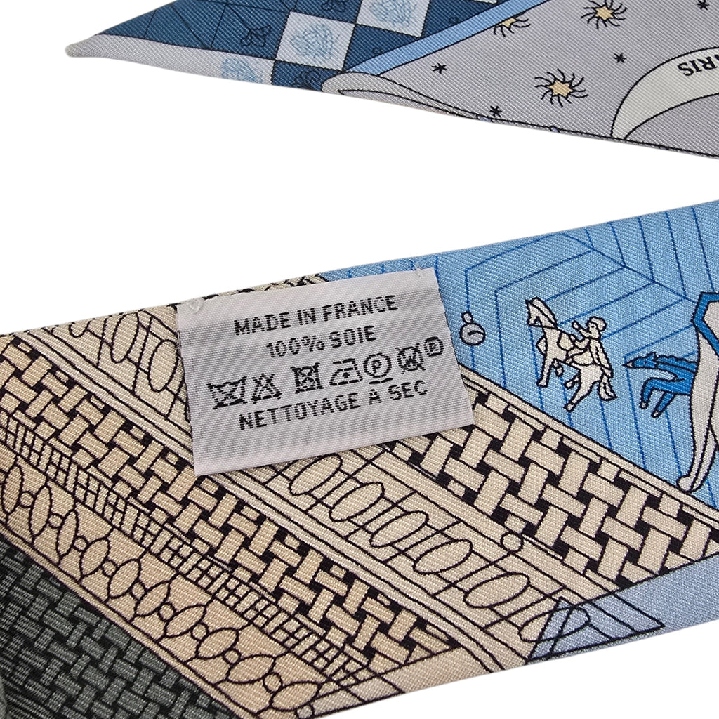Hermes Silk Twilly Objets de Curiosite Blue
