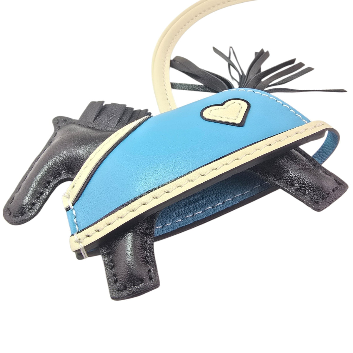 Hermès Rodeo Robeo Coeur Bag Charm PM Noir / Craie / Céleste / Noir Milo Lambskin