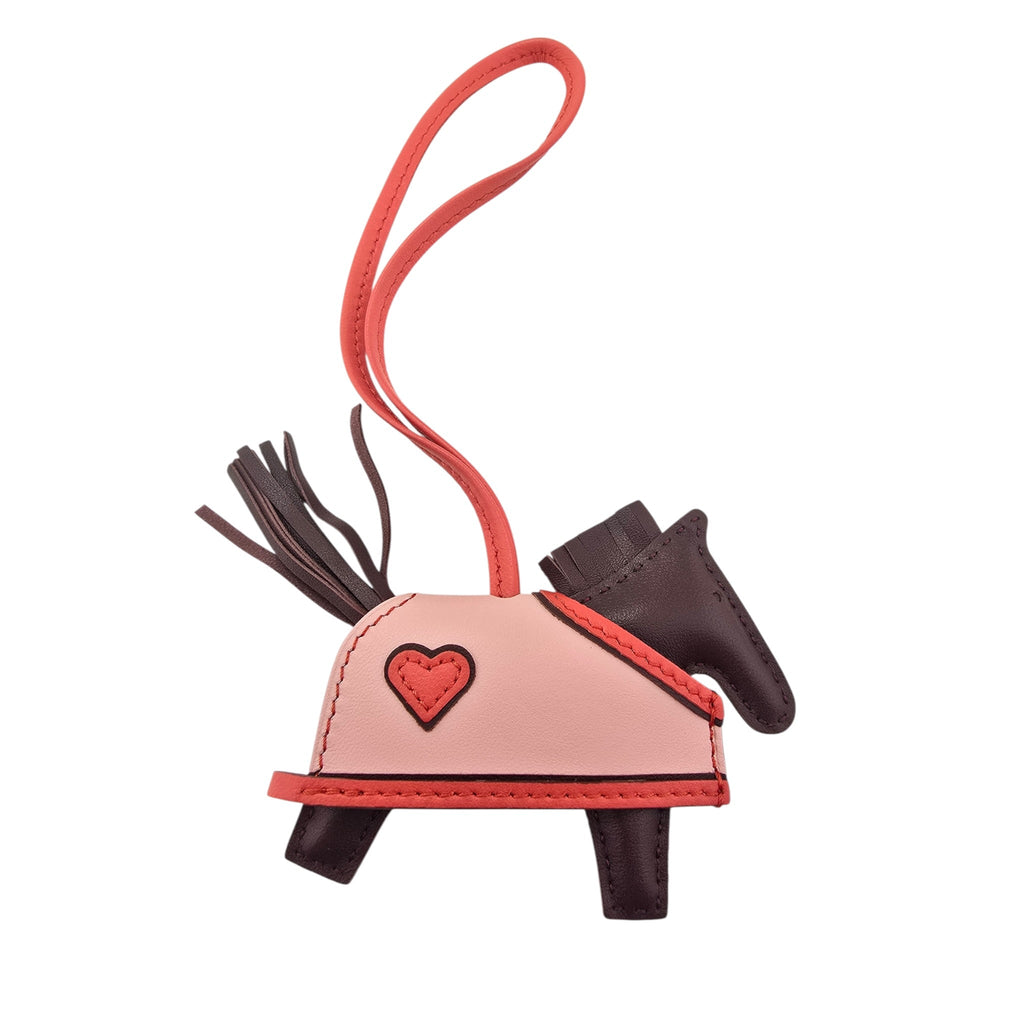 Hermès Rodeo Robeo Coeur Bag Charm PM Terre / Capucine / Rose Sakura / Terre Milo Lambskin