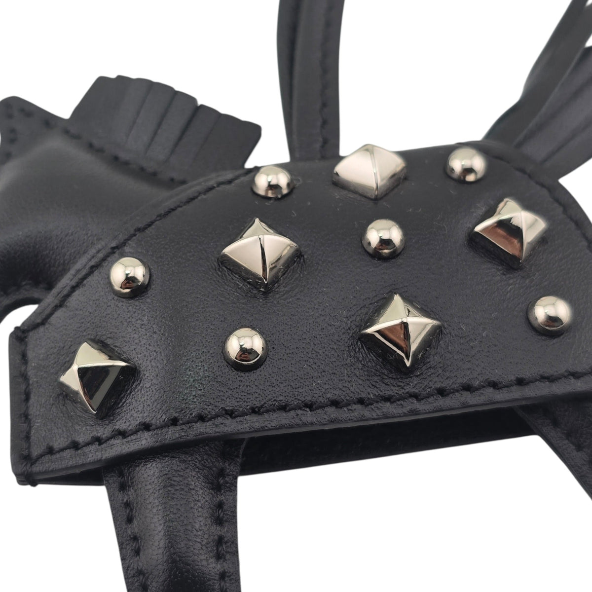 Hermès Rodeo Robeo Rock Studded Bag Charm PM Noir Lambskin