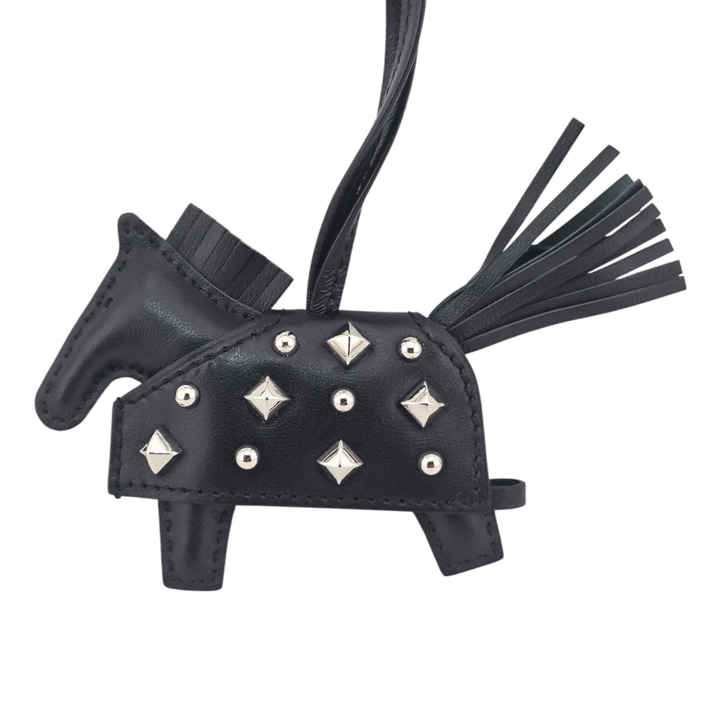 Hermès Rodeo Robeo Rock Studded Bag Charm PM Noir Lambskin