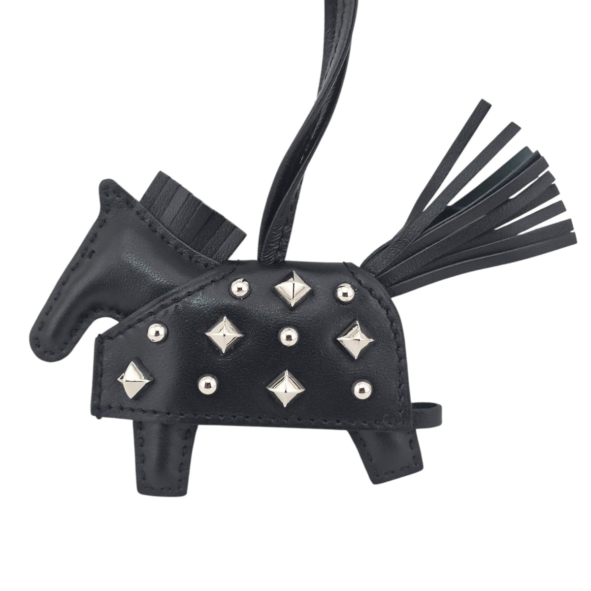 Hermès Rodeo Robeo Rock Studded Bag Charm PM Noir Lambskin