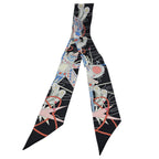 Hermes Silk Odyssey Twilly Black Bleu Ciel Rose